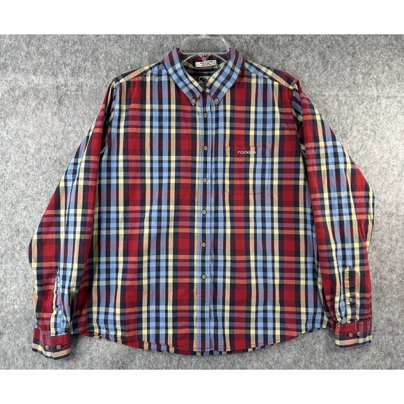 Rockies Women's XXL Western Shirt Red Blue Plaid Button Long Sleeve 2XL - Picture 1 of 9